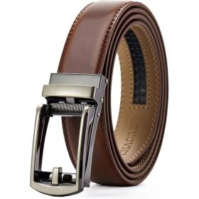 DP59-Brown-110CM Ratchet Boy Belt With Snap Closure, Adjustable For Casual And Formal Wear (Option: Default)