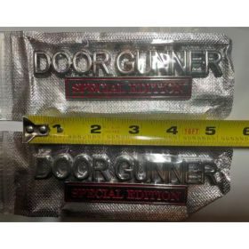 2PCS DOOR GUNNER SPECTAL EDITION 3D Metal Emblem Badge Waterproof & Rustproof Nameplate Sticker(Silver Red) (Option: Default)