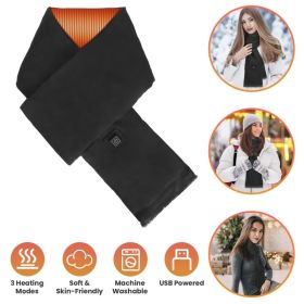 Heated Scarf USB Powered - 3 Heat Settings (Low/Medium/High), Soft Skin-Friendly, Washable, Stylish Colors for Winter Hiking/Camping/Birthday Gif (Option: Black)