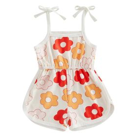 Toddler Baby Girl Clothing,floral Jumpsuit With Tie Up,jumpsuit Baby, Suspender Game Set (Option: Yellow-90)