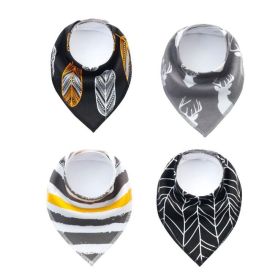4pcs Lot Bibs Burp Cloth Print Arrow Wave Triangle Baby Bibs Cotton Bandana Accessories (Option: 22)