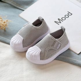 Girls Boys Casual Shoes Spring Infant Toddler Shoes Comfortable Non-slip Soft Bottom Children Sneakers Baby Kids Shoes (Option: Gray-24)