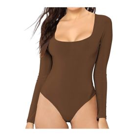 Long Fitted Bodysuit, Coffee, L (Option: Default)