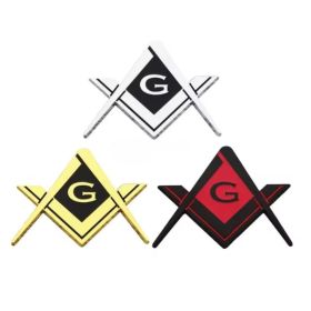 (3 Pieces In 3 Colors)Mason Square Compass Masonic Lodge Freemason Fraternal Car Truck Motorcycle Emblem (Option: Default)