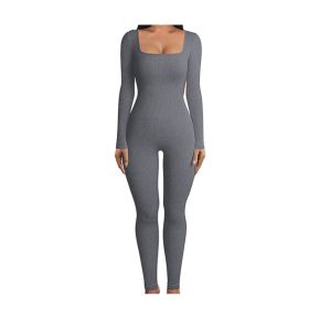 Yoga Suit Long Sleeve, Gray, L (Option: Default)