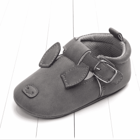 Spring and autumn cartoon animal baby shoes matte leather non-slip soft bottom baby shoes wholesale 0884 (Option: Dark grey piglet-12CM)