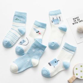 Cotton breathable male and female baby socks (Option: Blue-M)