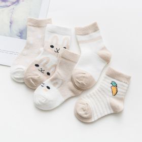 Cotton breathable male and female baby socks (Option: Khaki-S)