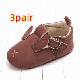 Spring and autumn cartoon animal baby shoes matte leather non-slip soft bottom baby shoes wholesale 0884 (Option: Rabbit B 3pair-12CM)