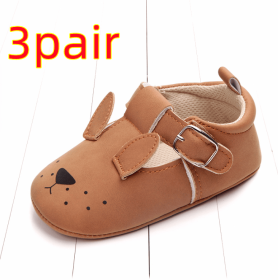 Spring and autumn cartoon animal baby shoes matte leather non-slip soft bottom baby shoes wholesale 0884 (Option: Dog B 3pair-13CM)