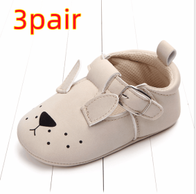Spring and autumn cartoon animal baby shoes matte leather non-slip soft bottom baby shoes wholesale 0884 (Option: Dog A 3pair-12CM)