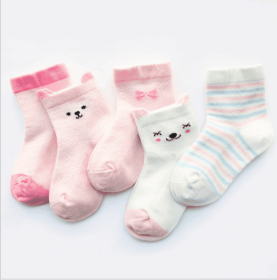 Children's Socks Pack of 5 Colors Breathable Summer Cotton Socks for Boys and Girls (Option: 1-L)