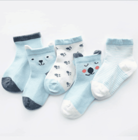 Children's Socks Pack of 5 Colors Breathable Summer Cotton Socks for Boys and Girls (Option: 3-S)
