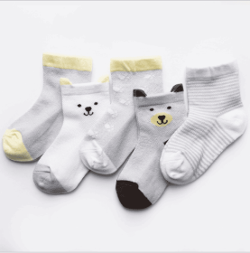 Children's Socks Pack of 5 Colors Breathable Summer Cotton Socks for Boys and Girls (Option: 4-S)