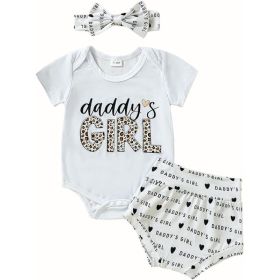 ( 90) Toddle Baby Girl Clothes Summer Outfits Romper, Daddy's Girl Romper Bbay Girl Father's Day Clothes Shorts Set (3 Piece Set) (Option: Default)