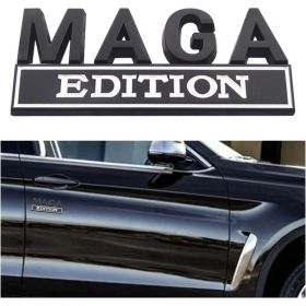 4-piece MAGA Edition Car Logo Fun Metal Badge Sticker Truck Replacement, Suitable For General Motors SUV" Motorcycle, Bicycle Chrome Alloy (Option: Default)
