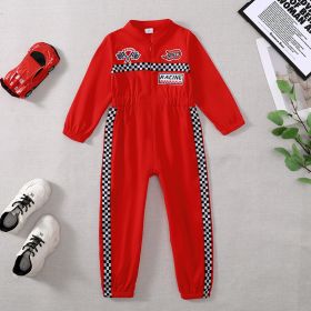 Toddler Girls Boys Racing Driver Jumpsuit, Racer Outfit, Halloween Christmas Carnival Party Race Car Driver Clothing Set (Option: Red-3Y)