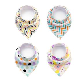 4pcs Lot Bibs Burp Cloth Print Arrow Wave Triangle Baby Bibs Cotton Bandana Accessories (Option: 4)