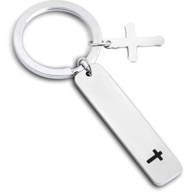 (silvery)4PCS God Loves The World Adult Baptism Gift Baptism Keychain Christian Baptized Jewelry Unique Baptism Gift (Option: Default)