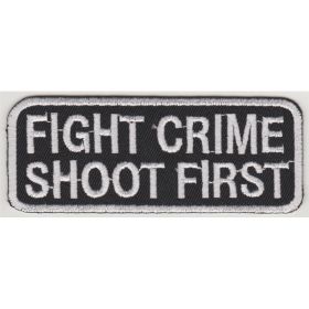 3pc "Fight Crime Shoot First " White/Black Embroidered Iron On Patch *New*Sewing DIY Removable Emblem Funny (Option: Default)