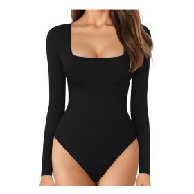 Long Fitted Bodysuit, Black, S (Option: Default)