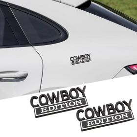 2pack Cowboy Edition Emblem Car Side Rear Front Trunk Door Fender Bumper Metal Badge 3D Decal Sticker Fit ForF-150 F250 F350 Silverdo (Option: Default)