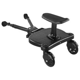 2 In 1 Universal Stroller Board Sit & Stand Buggy Wheeled Board Toddler Stroller Attachment with Detachable Seat for 3-7 Years Old (Option: Black)
