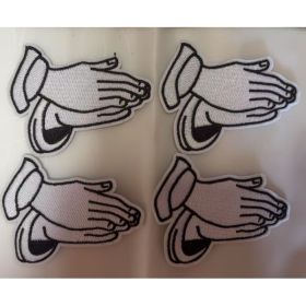 4PCS Prayer Hand Black And White Christian Iron Badge (Option: Default)