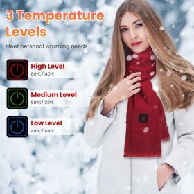Heated Scarf USB Powered - 3 Heat Settings (Low/Medium/High), Soft Skin-Friendly, Washable, Stylish Colors for Winter Hiking/Camping/Birthday Gif (Option: WineRed)