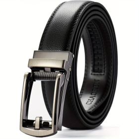 DL60-Black-120CM Ratchet Boy Belt With Snap Closure, Adjustable For Casual And Formal Wear (Option: Default)