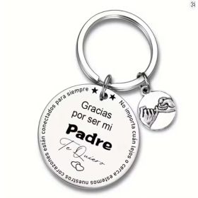 4PC Father's Day Gift, Family Fun And Small Gratitude Gift, Stainless Steel Carving Keychain, Touching Gift From Daughter To Father (Option: Default)