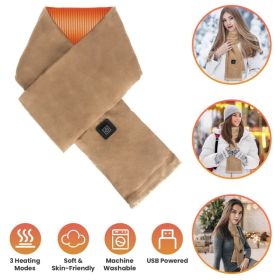 Heated Scarf USB Powered - 3 Heat Settings (Low/Medium/High), Soft Skin-Friendly, Washable, Stylish Colors for Winter Hiking/Camping/Birthday Gif (Option: Camel)