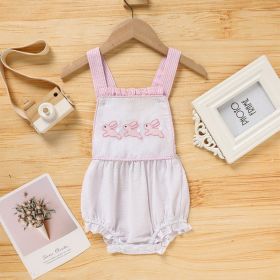 Baby Sweet Bunny Romper, Ruffle Trim Onesie With Adjustable Straps & Snap Closure (Option: White-3to6 Month)