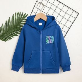 Toddler Girl Zip Up Hoodie Jacket Sorry Or Whatever Letter Print Long Sleeve Sweatshirt Kids Hooded Jacket (Option: Blue-5Y)