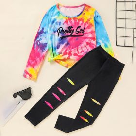 Toddler Girls' Spring Fall Outfit Set Pretty Girl Letter Print Long Sleeve Pullover Top & Matching Pants (Option: 10Y)
