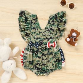 Baby's Girl 4th Of July Independence Day Style Camouflage Pattern Triangle Bodysuit, Casual Sleeveless Romper, Toddler & Infant Girl's Onesie (Option: Army Green-3to6 Months)