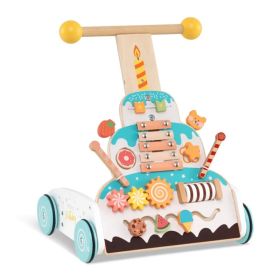 Wooden Baby Walker with 3-Position Adjustable Heights and Smooth Wheels (Option: default title)
