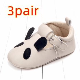 Spring and autumn cartoon animal baby shoes matte leather non-slip soft bottom baby shoes wholesale 0884 (Option: PandaB 3pair-13CM)