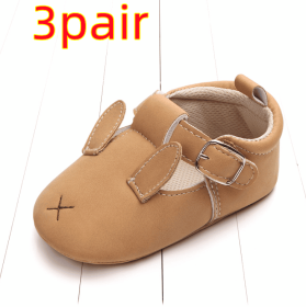 Spring and autumn cartoon animal baby shoes matte leather non-slip soft bottom baby shoes wholesale 0884 (Option: Rabbit A 3pair-13CM)